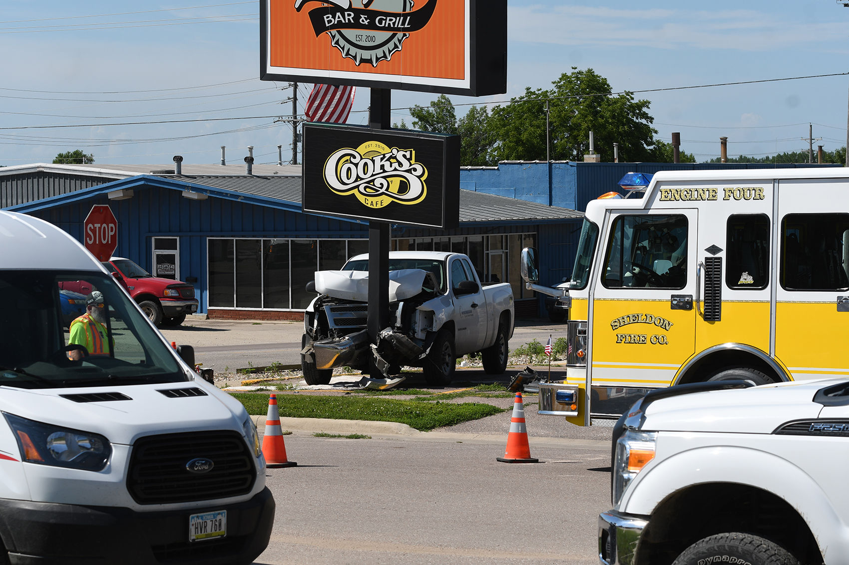 Truck damaged at Langer's